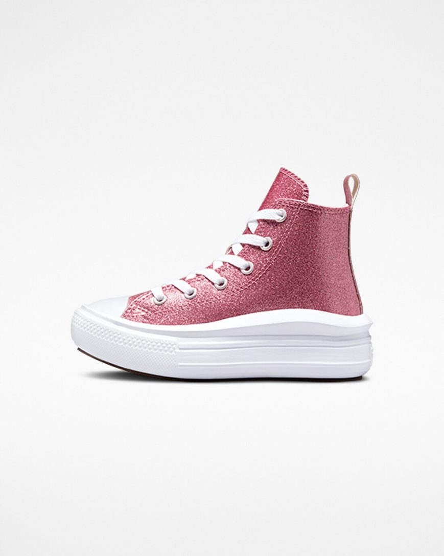 Dívčí Boty Na Platformy Converse Chuck Taylor All Star Move Glitter Vysoké Růžové Fialové Bílé | CZ NXMV40